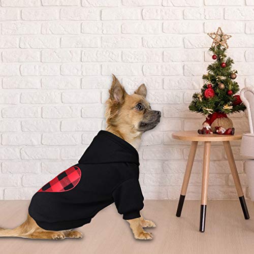 Dog Hoodie Dog Sweaters for Small Dogs Pet Clothes Black Buffalo Plaid Warm and Soft Breathable Cozy(S) - color: Heart, size: S