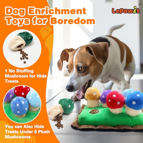 Hide and Seek Dog Toys, Squeaky Interactive Puzzle Dog Toys for Boredom and Stimulation, Dog Enrichment Toys for Small and Medium Dogs (Mushrooms, Pack of 7) - style: B-Mushrooms