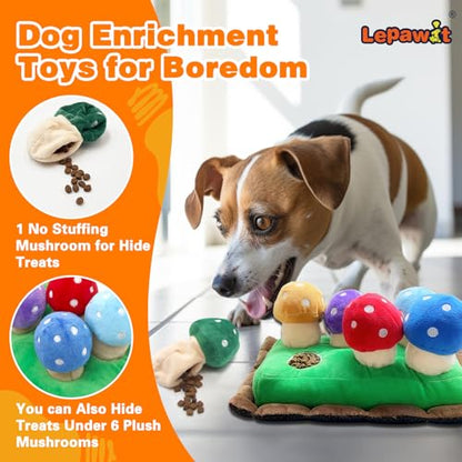 Hide and Seek Dog Toys, Squeaky Interactive Puzzle Dog Toys for Boredom and Stimulation, Dog Enrichment Toys for Small and Medium Dogs (Mushrooms, Pack of 7) - style: B-Mushrooms