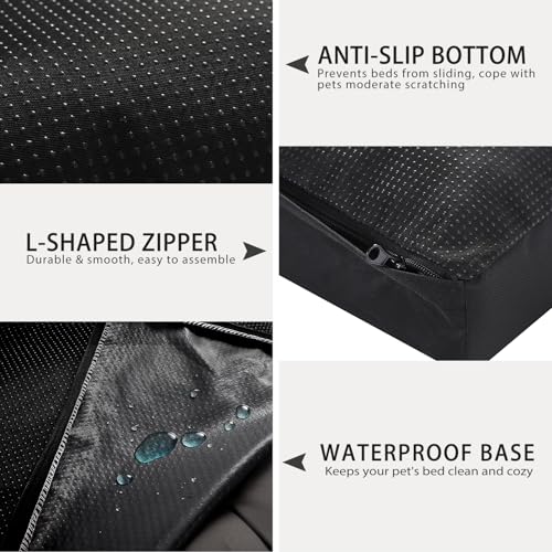 Dog Crate Bed Waterproof Deluxe Plush Dog Beds with Removable Washable Cover Anti-Slip Bottom Pet Sleeping Mattress for Large, Medium, Jumbo, Small Dogs, 41 x 27 inch, Black - color: Black, size: 41.0"L x 27.0"W x 3.0"Th
