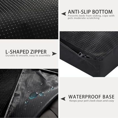 Dog Crate Bed Waterproof Deluxe Plush Dog Beds with Removable Washable Cover Anti-Slip Bottom Pet Sleeping Mattress for Large, Medium, Jumbo, Small Dogs, 41 x 27 inch, Black - color: Black, size: 41.0"L x 27.0"W x 3.0"Th