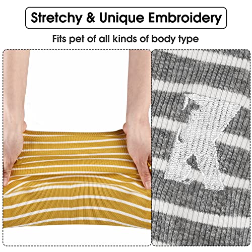 Dog Shirt Vest Lightweight Stretchy Dog T-Shirt Soft Cool Shirts Sleeveless Stripe Vests Breathable Clothes for Puppy Kitty Cats Small Medium Large Dogs 2 Pack Yellow + Light Grey [ XL ] - color: Yellow + Light Grey, size: XL-(15~24lb) | Chest(~20.8")