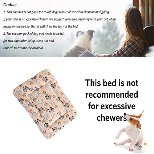 2 Pcs Pet Bed Mats. Ultra Soft Pet (Dog/Cat) Bed with Cute Prints. Reversible Faux Lambswool Kennel Pad for Medium Small Dogs and Cats. Machine Washable Pet Bed. - size: 22.5"L x 15.0"W x 1.2"Th