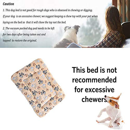 2 Pcs Pet Bed Mats. Ultra Soft Pet (Dog/Cat) Bed with Cute Prints. Reversible Faux Lambswool Kennel Pad for Medium Small Dogs and Cats. Machine Washable Pet Bed. - size: 22.5"L x 15.0"W x 1.2"Th