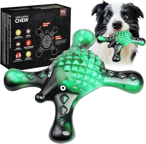 Tough Dog Chew Toy for Aggressive Chewers – Durable Bacon Flavored Nylon Bone for Large Dogs, Fillable Dental Toy for Teething, Indoor Chewing & Crate Training, Boredom Relief Gift - color: Green, size: Large