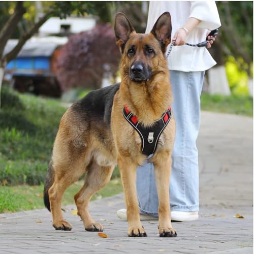 Chesoon Tactical Pet Harness No Pull Reflective Pet Vest Breathable Padded Handle Adjustable for 61.7-89.6lb / 28-40.6kg L Black - color: Black, size: L