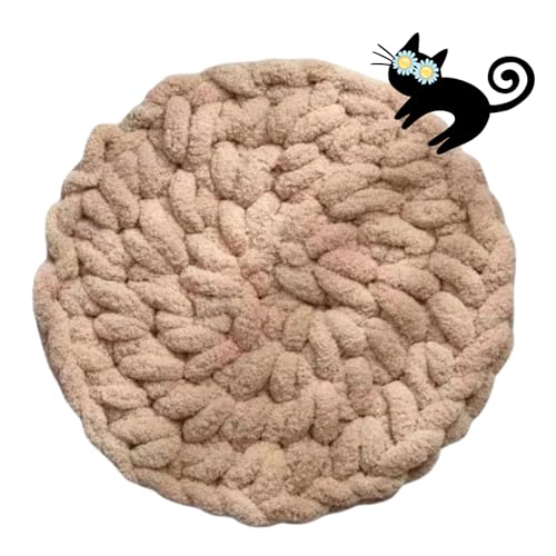Cat Knitted Bed Mat, Extra-Soft Washable Warm Round Pads Cushions for Indoor Kittens, Cat Trees Towers, Perfect for Kneading and Sleeping (Oatmeal,X-Large) - color: oatmeal, size: X-Large