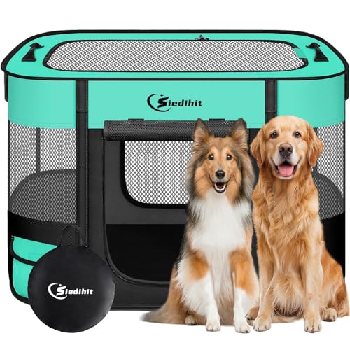 Dog Playpen,Cat Pet Puppy Pen,Portable Playpens for Dogs Indoor Outdoor Travel Camping Use,Foldable Dog Kennel Tent Crate for Rabbit Small Animals with Carrying Case (Green, Large) - color: Green, size: Large