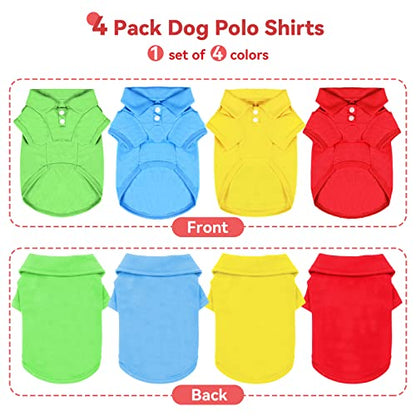 4 Pieces Dog Shirts Collared Polo T-Shirts for Small Medium Dogs Cats Boy Girl Dog Clothes Breathable Doggy Sweatshirt Puppy Kitten Small Breeds Pet Outfits Apparel Tops - size: Medium (Sugget 7-10 lbs)