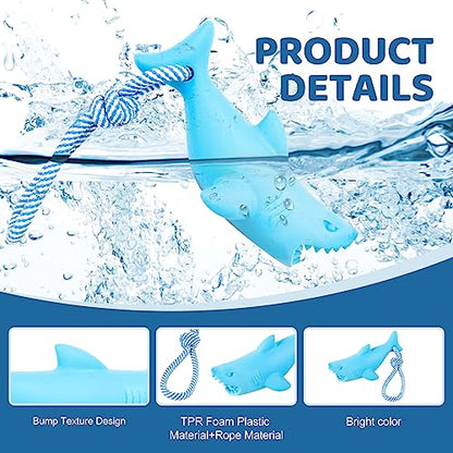 Floating Dog Chew Toy for Aggressive Chewers, Pool With Rope for Interactive Fetch & Play, Beach Set (Shark) - style: Shark