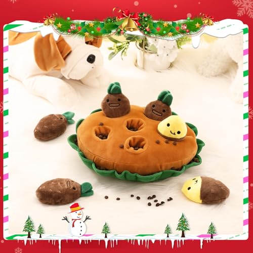 Skylety 7 Pcs Interactive Dog Toys Set, Snuffle Mat for Dogs, Treat Hiding Puzzle and Squeaky Plush, Sweet Potato Dog Toys for Small Medium Dogs, Training and Boredom Relief Plaything - style: Sweet Potato