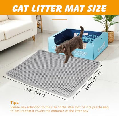 ondware Cat Litter Mat, 30x24 Inch Double Layer Litters Box Mat, Waterproof Cat Mat for Litter Box(Gray) - size: 30x24 Inch