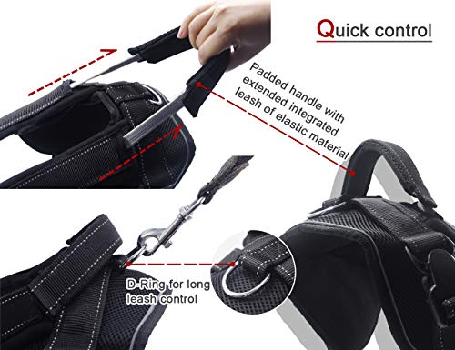 Heavy Duty Dog Harness for Large Dogs, No Pull Dog Vest Harness with Handle Extensible, Reflective Stitching (XL) - size: XL: Chest girth 28-38''