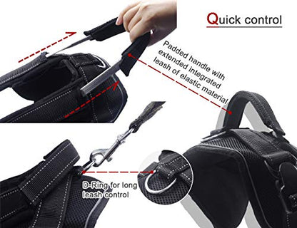 Heavy Duty Dog Harness for Large Dogs, No Pull Dog Vest Harness with Handle Extensible, Reflective Stitching (XXL) - size: XXL: Chest girth 32-47''