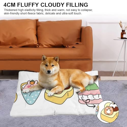 Comfy Dog Beds with Anti-Slip Bottom, Sweet Cute Foods Stuff for Dogs Dog Crate Pad Chew Proof Puppy Bed Cozy Crate Mat Chew Proof for Indoor& Outdoor Sofa Cars, Machine Washable 24 × 18 inch - size: 24 × 18 inch