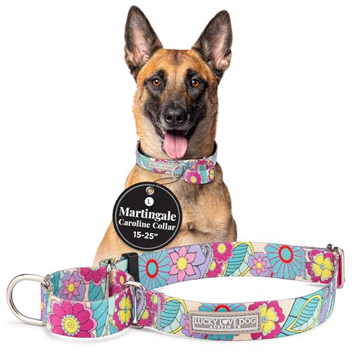 Lucky Love Dog Martingale Collar, Premium No Slip Martingale Collar for Large Dogs, Great for Whippets, Greyhounds, and More (Caroline, Large) - color: Caroline, size: Large Collars (15-25")