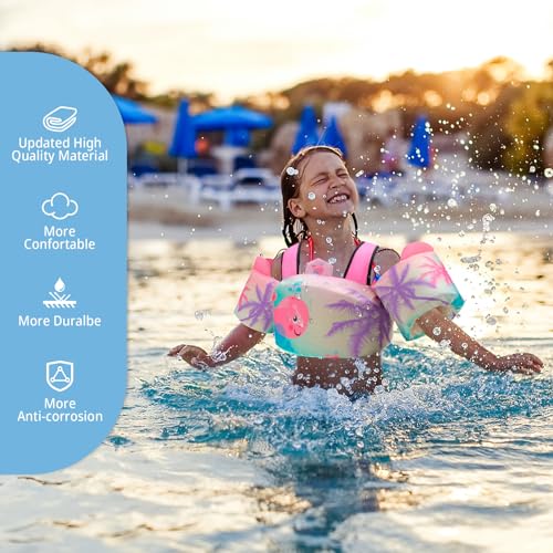 Toddler Swim Vest Floaties for 22-66 lbs / 2-6 Y Kids Swim Jacket with Adjustable Safety Buckle Arm Wings Swim Training for Boys and Girls Beach Boating Pool Floats - color: Pink Whale