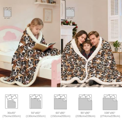 BlessLiving Boxer Blankets Super Soft Fuzzy Dogs Blanket for Kids Adults Cute Puppy Fleece Blanket Reversible Animal Brown Sherpa Throw Thick Lightweight Cozy Plush Blankets (White Boxer,Twin,60"x80") - color: Boxer Dog, size: Twin, 60 x 80 Inches
