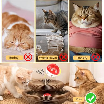 Cat Toy, Magic Organ Cat Scratch Board, Compact Cats Accordion Toy, Interactive Cardboard Cat Scratcher Pad Toys with Bell Ball for Indoor Exercise - size: 1Pack