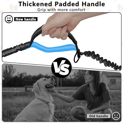Hands Free Dog Leash with Zipper Pouch, Running Waist Leash for Dog Walking, Adjustable Waist Belt for Large Dogs, Reflective Bungee Design with Two Handle for Hiking,Training, Black - color: Black