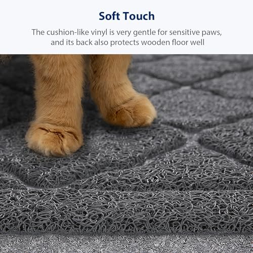 WePet Cat Litter Box Mat, Kitty Premium PVC Pad, Durable Trapping Rug, Phthalate Free, Urine-Resistant, Scatter Control, XXL 47 x 36 Inch, Grey - color: #03 Grey, style: Medallion/47 x 36 Inch