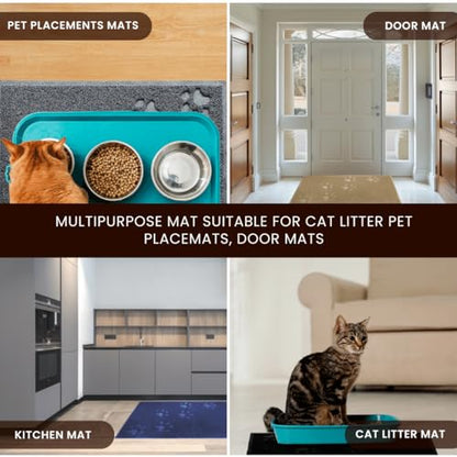 Andalus Small Cat Litter Mat, Pack of 2 - Waterproof, Non-Slip & Easy to Clean Cat Litter Box Mat for Extra Efficient Pet Litter-Trapping, Brown (15.75” X 11.75”) - color: Brown