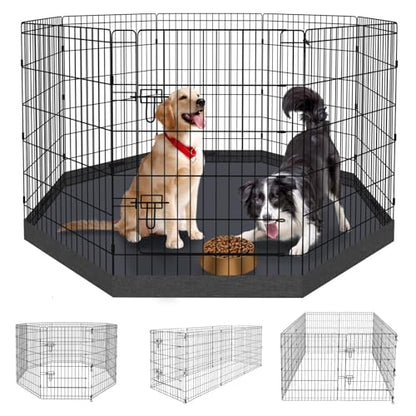 Pet Playpen Dog Pen Foldable Dog Exercise Fence 8 Panels 36 Inch Kennels Pet Playpen Options Ideal for Pet Medium Animals Outdoor Indoor (Playpen with Bottom Pad) - style: 24'' x 36'' with Bottom cover
