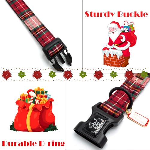 Elegant littlle Tail Christmas Dog Collar, Red Plaid Pet Collars Soft Cotton Winter Dog Collar with Quick Release Buckle Pet Puppy Collars for Small Medium Large Dogs - color: Christmas-Red Plaid, size: X-Small (Pack of 1)