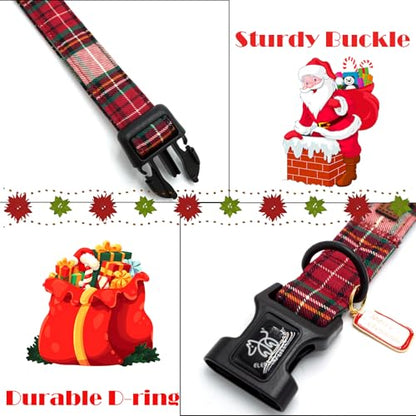 Elegant littlle Tail Christmas Dog Collar, Red Plaid Pet Collars Soft Cotton Winter Dog Collar with Quick Release Buckle Pet Puppy Collars for Small Medium Large Dogs - color: Christmas-Red Plaid, size: X-Small (Pack of 1)