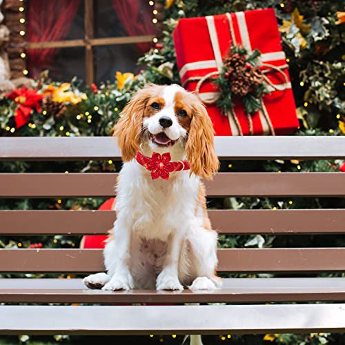 Dog Collar with Flower - Christmas Red Plaid Flower Dog Collars Gift Puppy Soft Collar Adjustable Dog Collar for X-Small Dogs - color: Christmas Red, size: X-Small (Pack of 1)