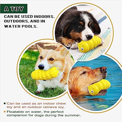 Dog Chew Toys, Squeaky Interactive, for Aggressive Chewers, TPR Rubber, Tough and Durable (Yellow) - color: Yellow