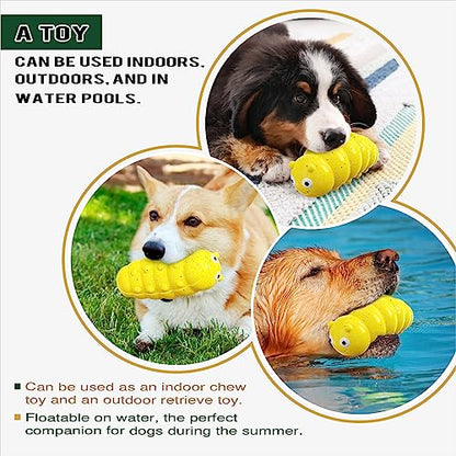 Dog Chew Toys, Squeaky Interactive, for Aggressive Chewers, TPR Rubber, Tough and Durable (Yellow) - color: Yellow