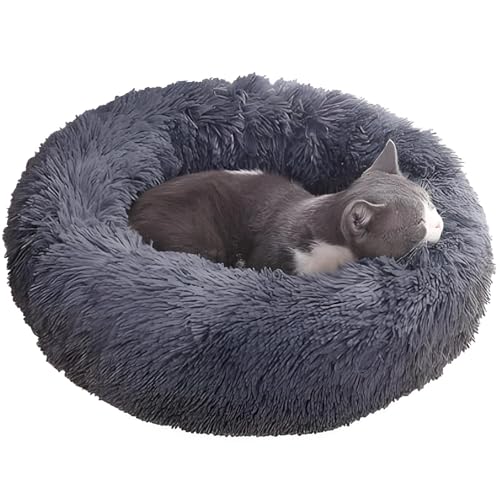 Washable Dog & Cat Bed for Ultra Large Small Medium Size Pet, Calming Donut Round Cute Warming Mat House Supply Indoor, 8 Sized Deal Necessity Essential Furniture for Boy Girl Puppy Kitten kitty - color: Dark Grey, size: XXX-Large