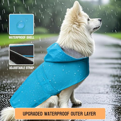 Dog Raincoat Small Dog Rain Jacket Poncho Waterproof Pet Rain Suit Double-Layered Breathable Lining Hooded Leash Hole Adjustable Puppy Small Medium Dogs,Blue,S,Back Length 6.5-8.5 inches - color: Blue, size: S:Back Length 6.5-8.5"