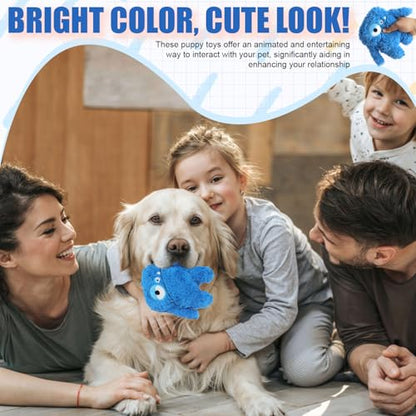 Plush Squeaky Dog Toy, Crinkle Stuffed Dog Toy Keep Them Busy Tug of War Birthday Dog Chew Toy for Small Medium Large Dogs (Blue) - color: Blue