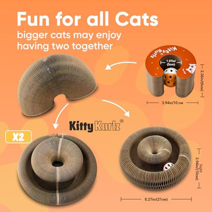 KITTY KURLZ & Karate Kitty Active Indoor Cat Play Bundle – Interactive Ball Track Scratcher + Cat Wrestling Glove with Protective Arm Sleeve