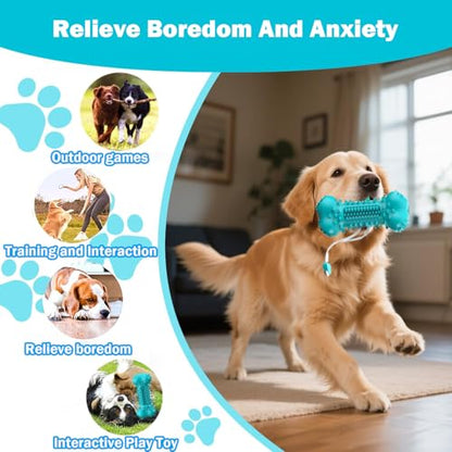 Dog Toys for Aggressive Chewers,Long-Lasting Natural Rubber Toy with Squeaky Interactive Dog Toys for Large Medium Small Breed,Dog Toothbrush Bone Toys