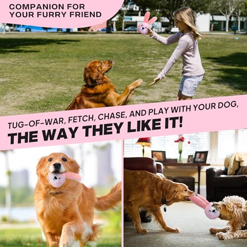 Fida Squeaky Dog Toys for Aggressive Chewers 3 in 1, Dog Chew Toys with 3 Layers,Interactive Dog Toys for Large Dogs Balls to Keep Them Busy for Small Medium Dogs(Pink Bunny) - color: Pink Bunny
