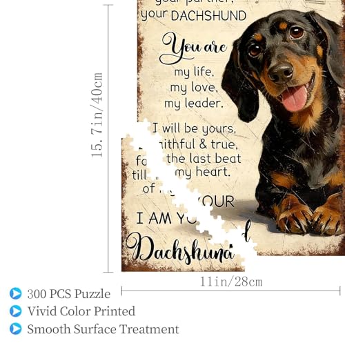 300 Pieces Jigsaw Puzzles for Adults, I Am Your Friend Your Partner Your Dachshund Art Puzzle, Stress Relief Concentration Training Brain Teaser Puzzle 15.7x11 Inch - color: Wooden Puzzle13, size: 300 Piece pcs