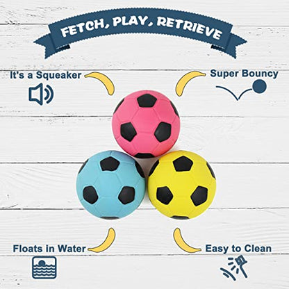 Squeaky Dog Ball, Soft Latex Rubber Squeaky Dog Toys for Small Dogs Puppies, Cute Bounce Squeak Toys Play Fetch Soccer Ball - color: 2.0″ Soccer ball - 3 Pack, size: Small