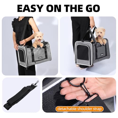 Top Loading Medium Cat Carrier with Privacy Curtain, Soft-Sided Small Pet Travel Crate Vet Visit, Little Puppy Dog Kennel Bag Suitcase Luggage Sleeve, 18x11x11 Inch Grey - color: Grey