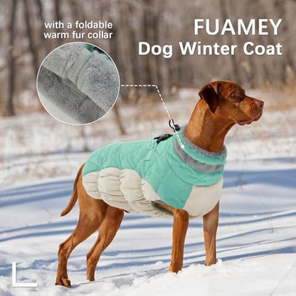 FUAMEY Dog Coat for Small Dogs,Waterproof Dog Winter Jacket with Harness Built in Puppy Cold Weather Coats Reflective Pet Vest with Zipper Warm Fleece Dogs Snowsuit Windproof Mint Green XS - color: Mint Green, size: XS(chest:14in)