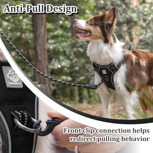 Vest Harness for Dogs - Reflective Adjustable Padding with Easy-On Design & Leash Attachment (S, Black) - color: Black, size: S