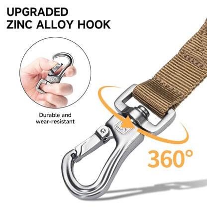 EXCELLENT ELITE SPANKER Tactical Bungee Dog Leash Military Adjustable Dog Leash Quick Release Elastic Leads Rope with 2 Control Handle(Coyote Brown) - color: Coyote Brown