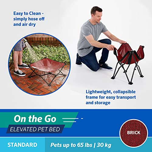 Coolaroo On-The-Go Elevated Dog Bed - Foldable Pop-Up Travel Dog Bed with Breathable, Moisture-Resistant Fabric, Carry Bag Included, Lightweight & Portable, Brick, Standard - color: Brick, style: Standard