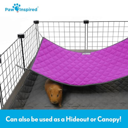 Paw Inspired Hanging Fleece Hammock for Ferrets, Rats, Chinchillas, Sugar Gliders, Small Pets | Hideout Toy for Guinea Pigs, Hamsters | Swivel Clips for Small Animal Cages (Gray/Pink) - color: Gray/Pink