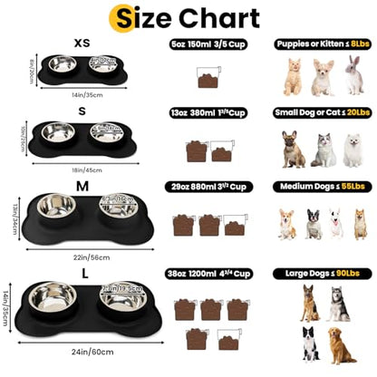 Conlun Stainless Steel Dog Bowls with Non-Slip Silicone Mat, Spill Proof Food & Water Bowls Set, Easy Clean Puppy Food Dish, Dishwasher Safe, Suitable for Dogs Cats Pet Under 20lbs, Small, Black - color: Black, size: Small-13 oz