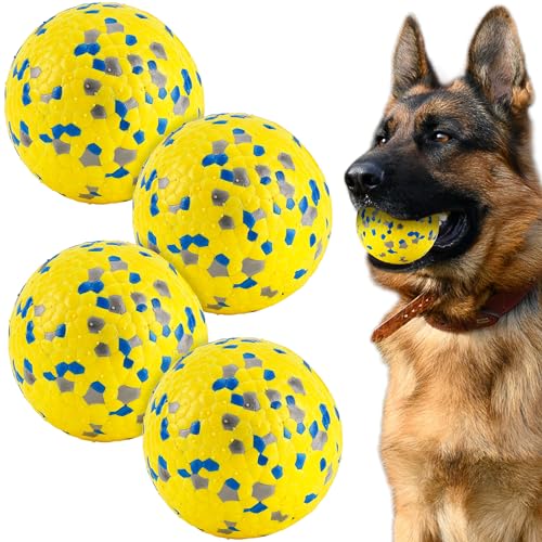 FUSOTO 4Pcs Dog Balls, Tennis Balls for Dog Aggressive Chewers, for Large Medium Small Puppy, Training Catch&Fetch, Water Floats Toys, Yellow - color: 4x Yellow