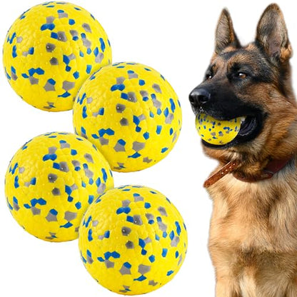 FUSOTO 4Pcs Dog Balls, Tennis Balls for Dog Aggressive Chewers, for Large Medium Small Puppy, Training Catch&Fetch, Water Floats Toys, Yellow - color: 4x Yellow
