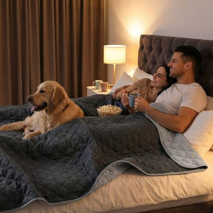 FunFurry Waterproof Dog Blanket, Couch Cover for Dogs Washable, Reversible Dog Bed Cover. (Dark＆Light Grey, 52 X 82 Inch - 1 Pack) - color: Dark＆light Grey, size: 52 X 82 Inch - 1 Pack